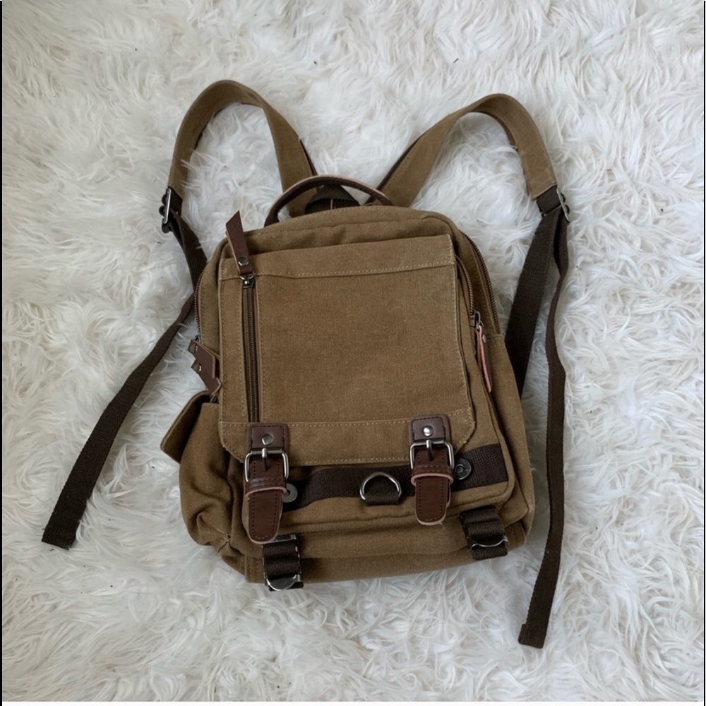 Unisex Adjustable Canvas Multi Pocket Backpack